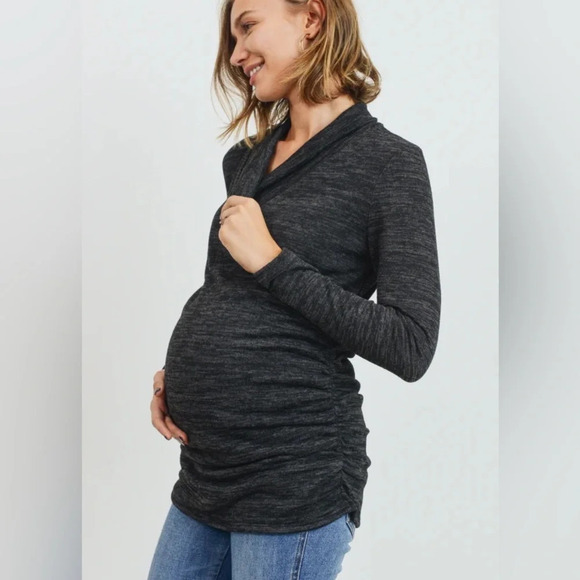 Hello Miz Tunic Sweater Maternity Top Gray Size S - Picture 7 of 7